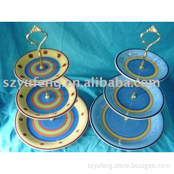 3-level cake plate,ceramic plate